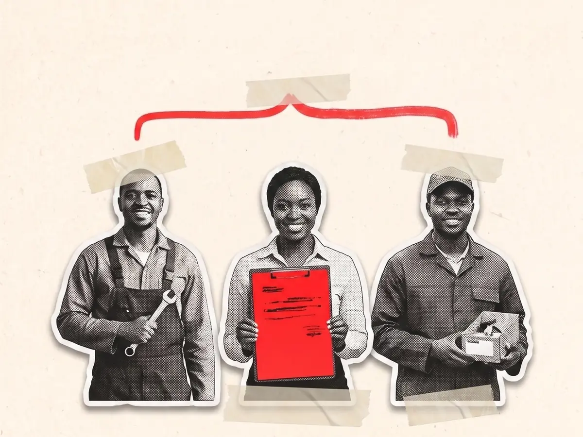 A mechanic, a service advisor and a parts clerk
